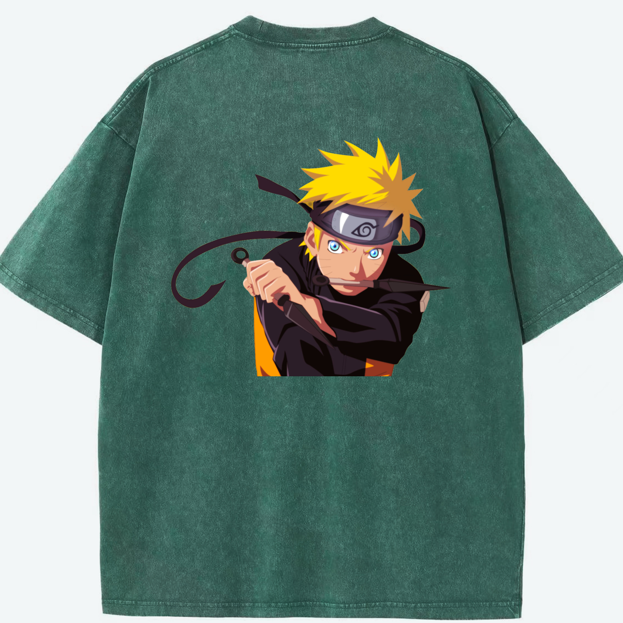 （画像用） NARUTO -ナルト- うずまき ナルト Uzumaki Naruto 綿100% ヴィンテージ風 半袖Tシャツ（背面プリント）